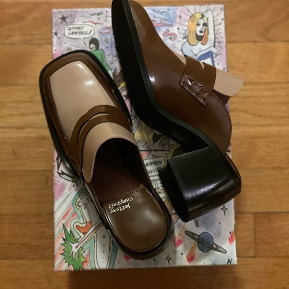 Jeffrey Campbell Ecole Leather Loafer Mules Heels - Women’s Size 7 - New In Box - Picture 6 of 8